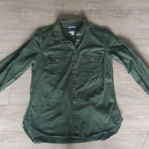 Army green button  up